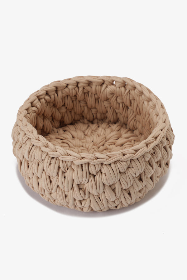 Crochet Basket with Wooden Handles
