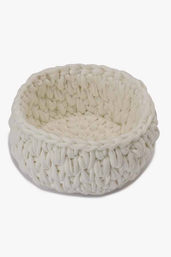 Crochet Basket with Wooden Handles