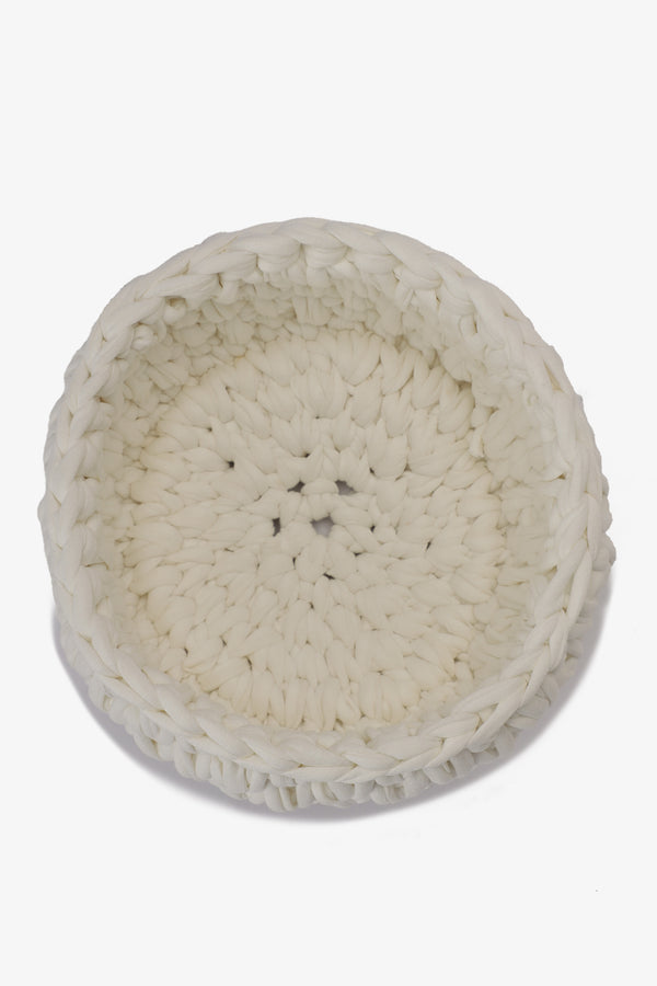 Crochet Basket with Wooden Handles