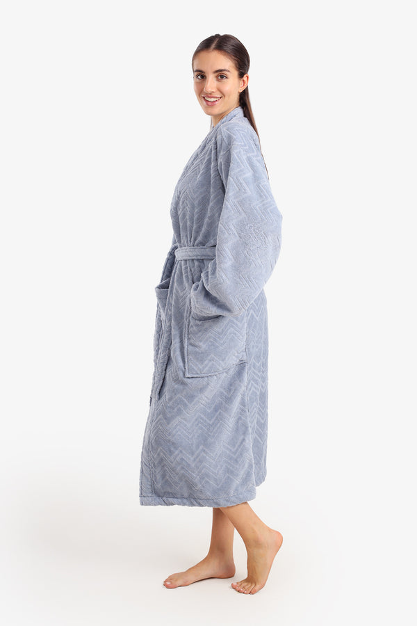 Zigzag Pattern Relaxed Bathrobe
