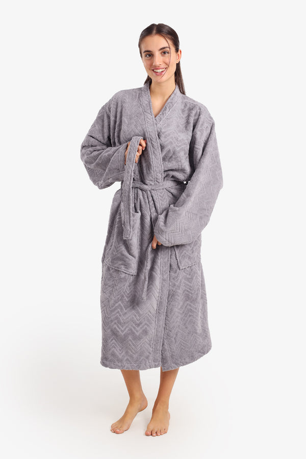 Zigzag Pattern Relaxed Bathrobe
