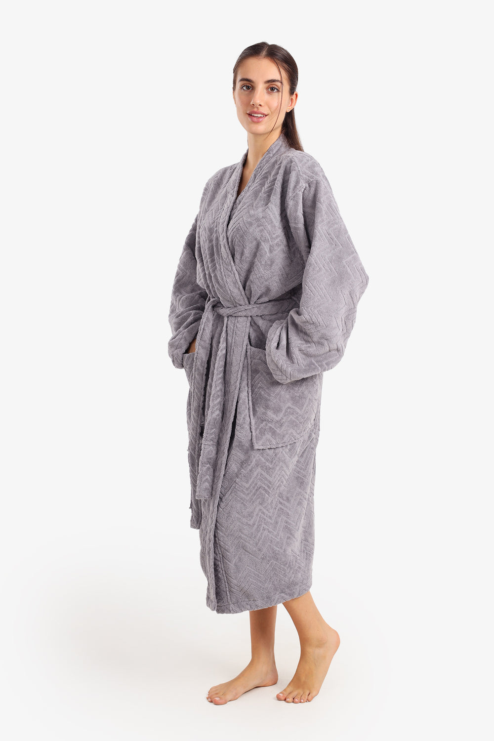 Zigzag Pattern Relaxed Bathrobe