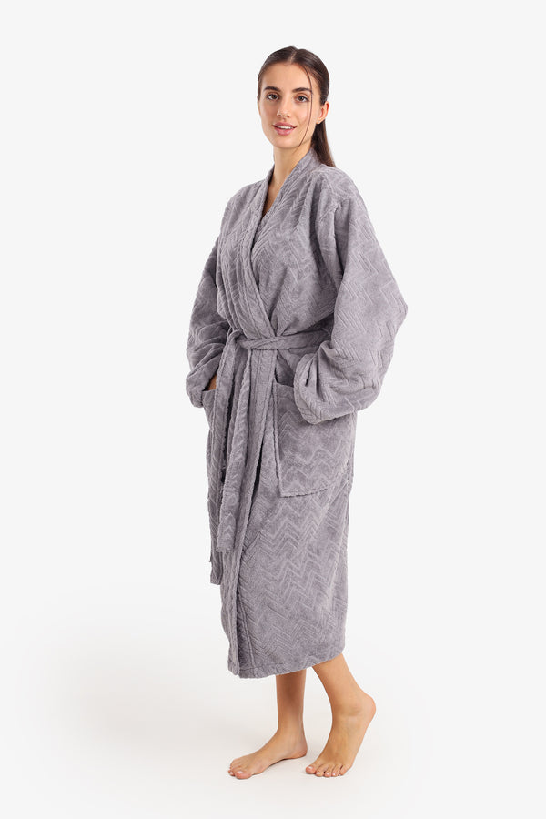 Zigzag Pattern Relaxed Bathrobe