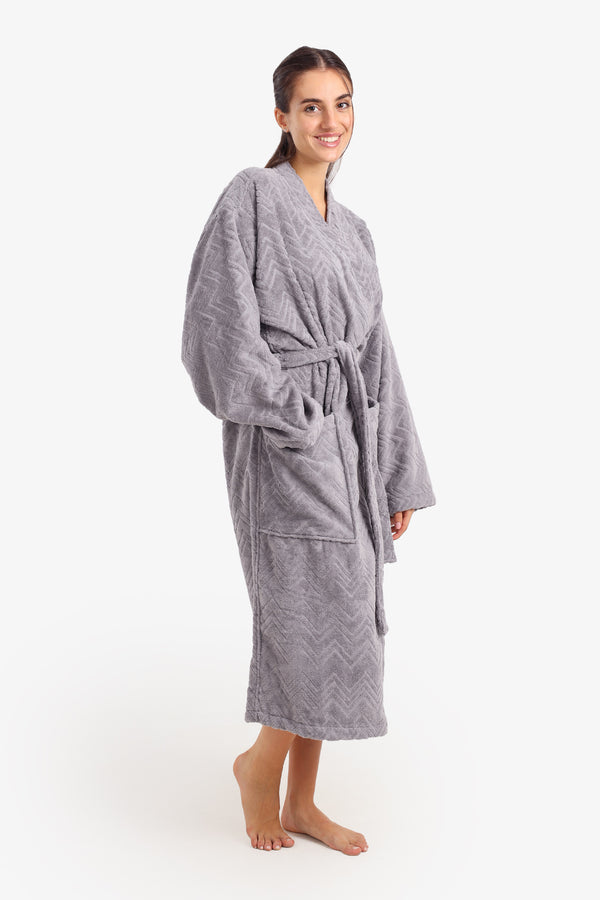 Zigzag Pattern Relaxed Bathrobe