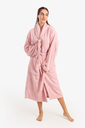 Grid Pattern Relaxed Bathrobe