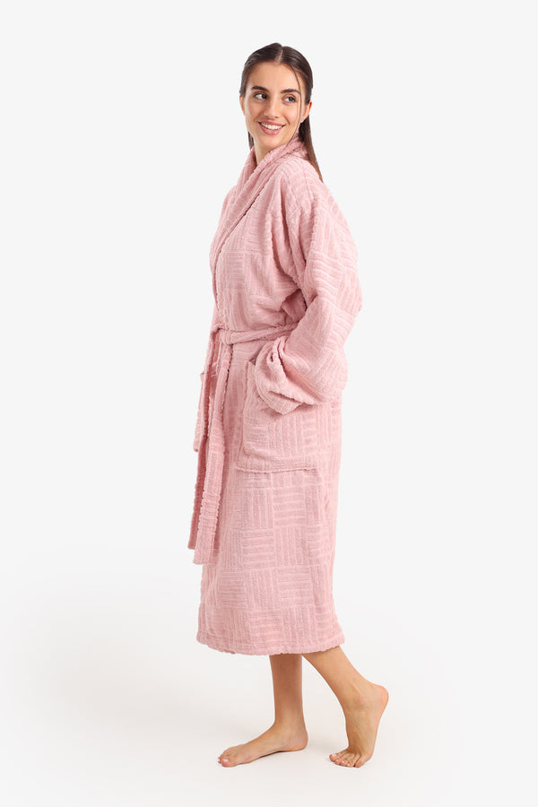Grid Pattern Relaxed Bathrobe