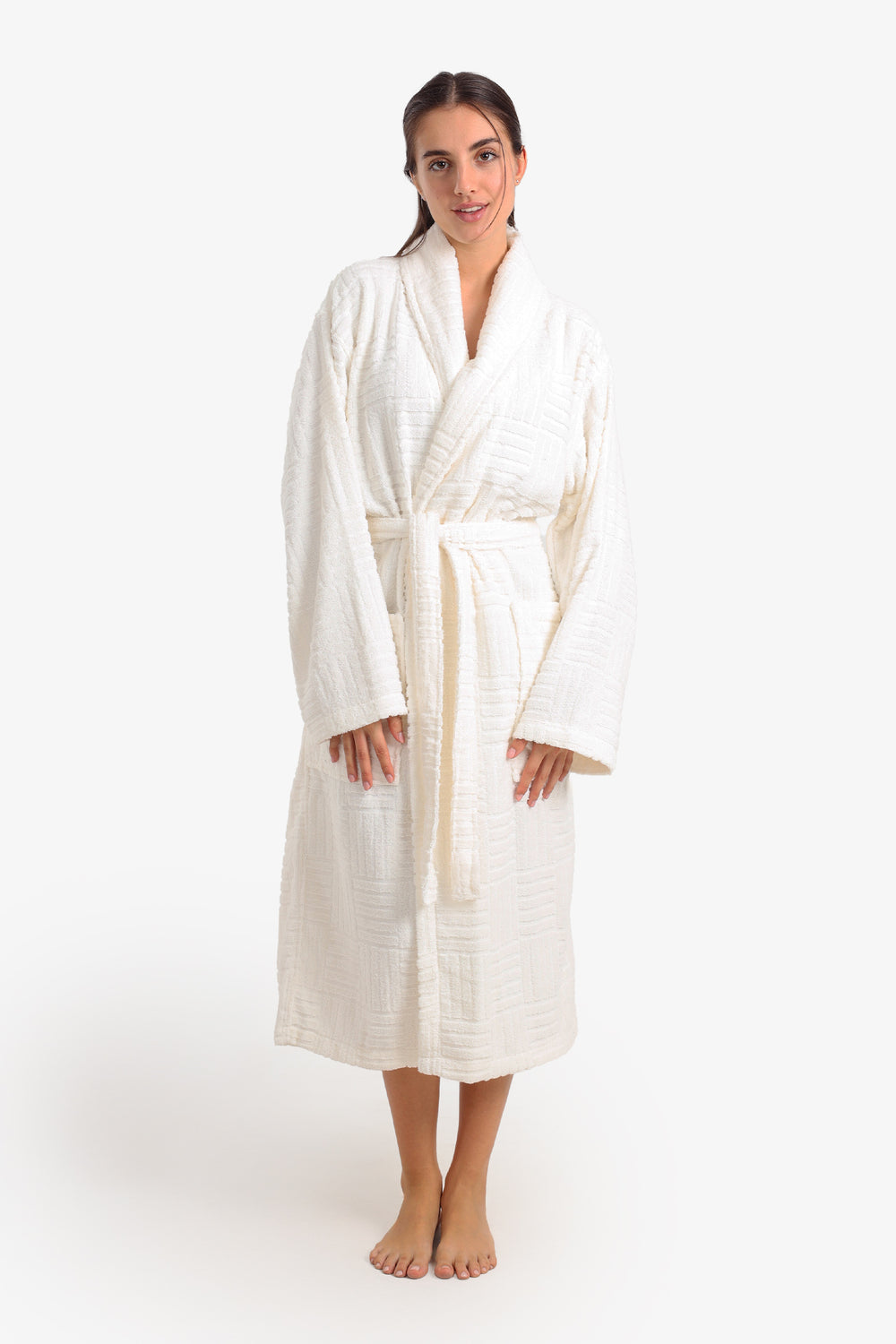 Grid Pattern Relaxed Bathrobe