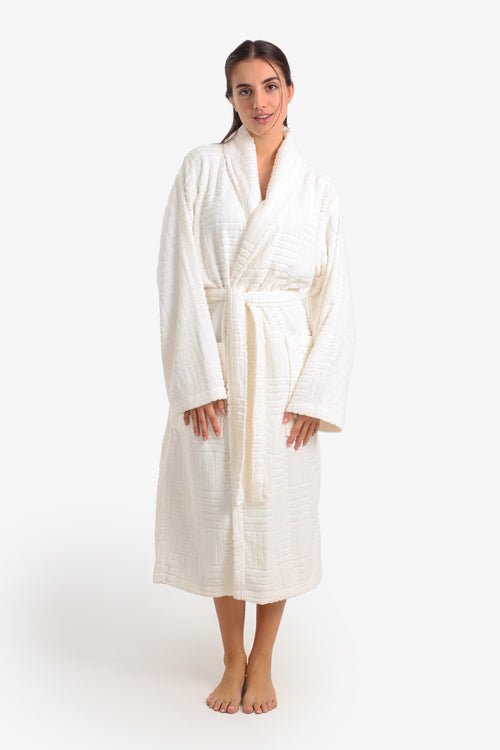 Grid Pattern Relaxed Bathrobe