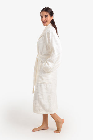 Grid Pattern Relaxed Bathrobe