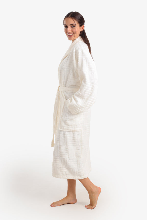 Grid Pattern Relaxed Bathrobe