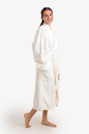 Grid Pattern Relaxed Bathrobe