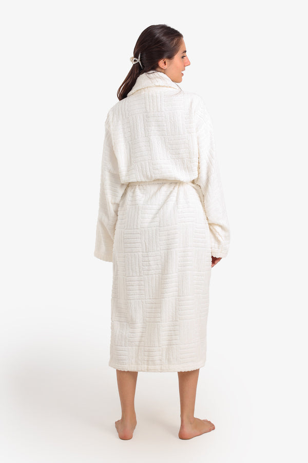 Grid Pattern Relaxed Bathrobe