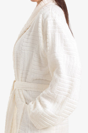 Grid Pattern Relaxed Bathrobe