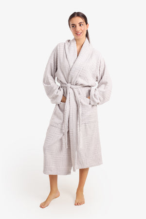 Grid Pattern Relaxed Bathrobe