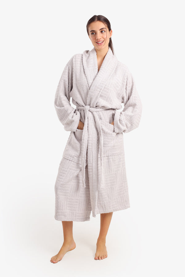 Grid Pattern Relaxed Bathrobe