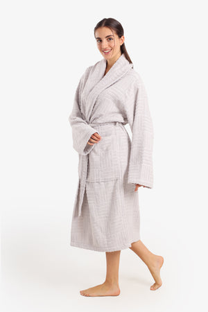 Grid Pattern Relaxed Bathrobe