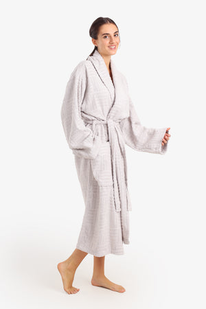 Grid Pattern Relaxed Bathrobe