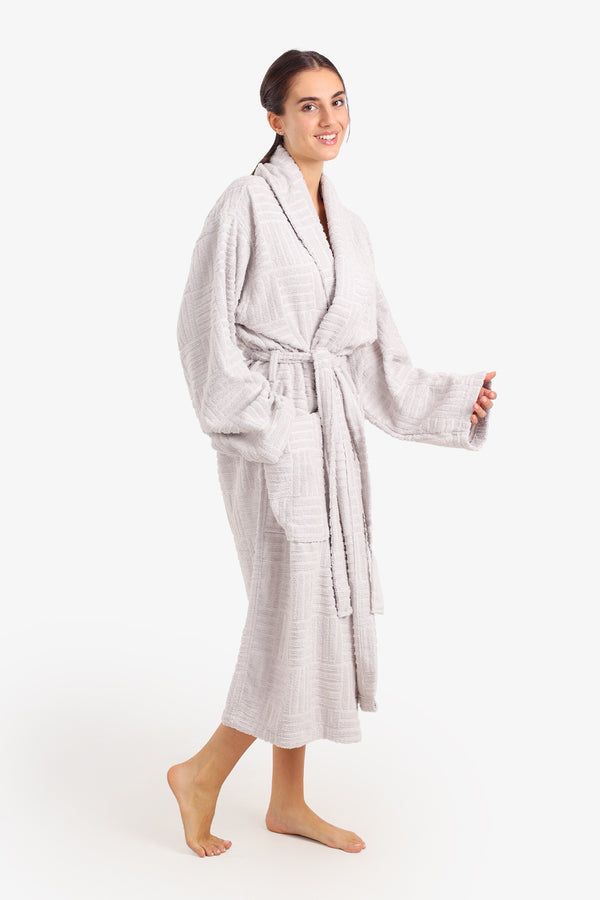 Grid Pattern Relaxed Bathrobe