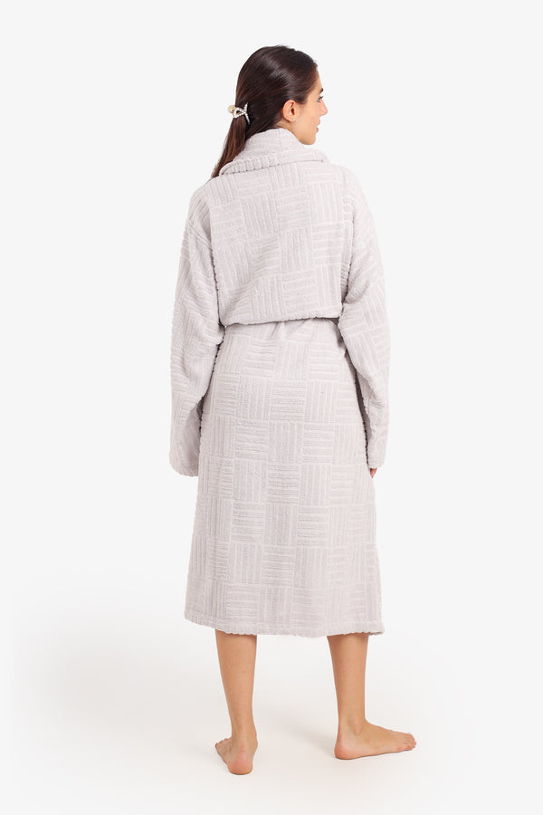 Grid Pattern Relaxed Bathrobe