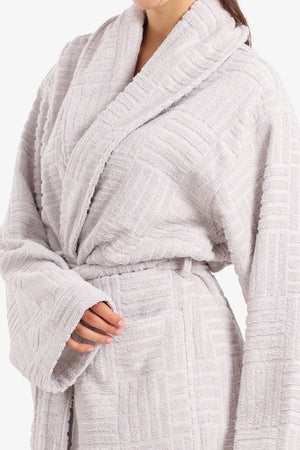 Grid Pattern Relaxed Bathrobe
