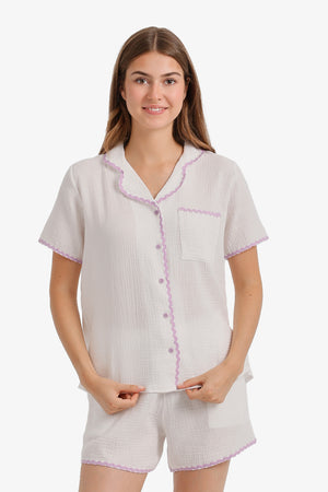 Scalloped Crinkle Short Pyjama