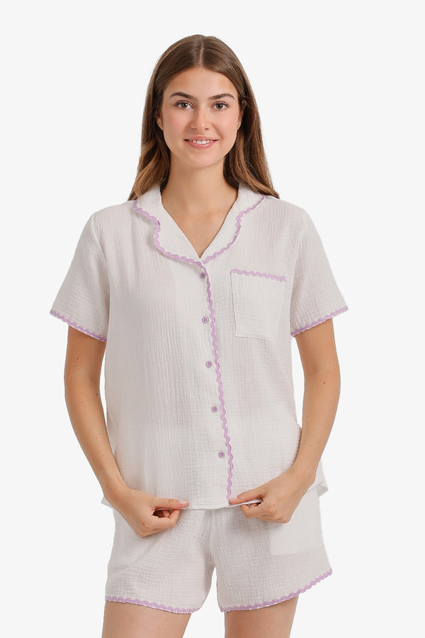 Scalloped Crinkle Short Pyjama
