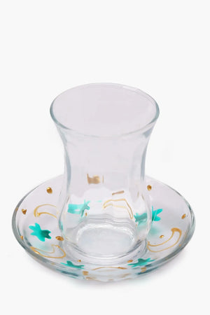 Glass Istikana with Printed Saucer - Carina Home