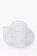 Glass Ribbed Cup & Saucer Set - Carina Home