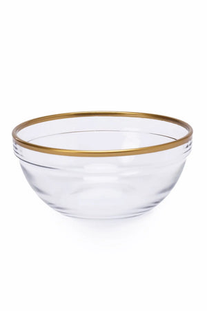 Glass Bowl with Gold Rim (17cm) - Carina Home