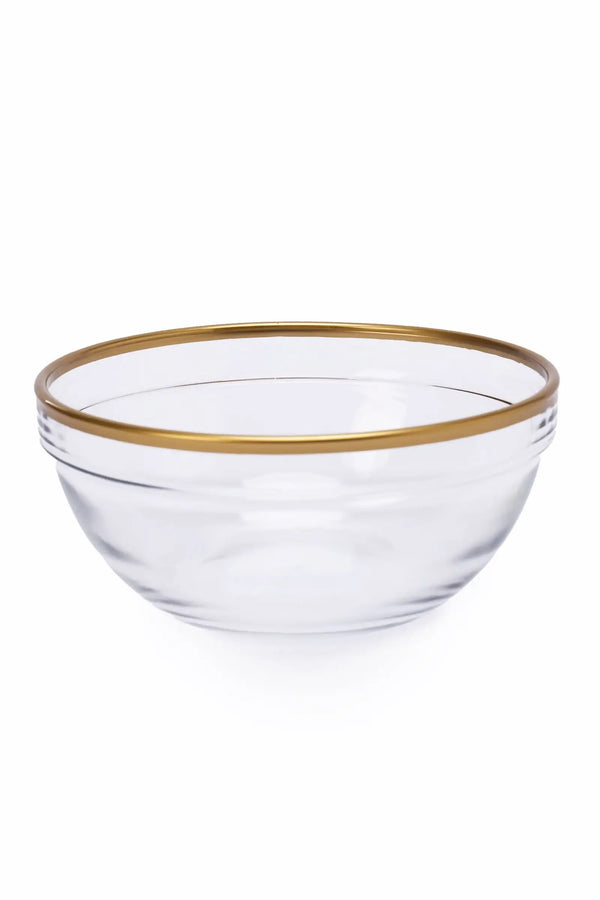 Glass Bowl with Gold Rim (17cm) - Carina Home