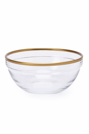 Glass Bowl with Gold Rim (17cm) - Carina Home