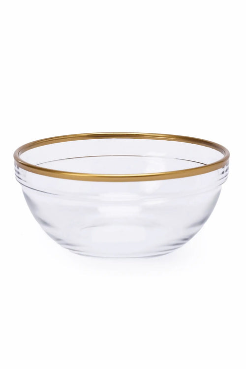 Glass Bowl with Gold Rim (17cm) - Carina Home