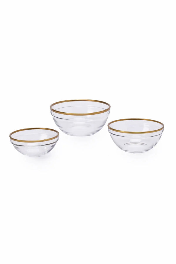 Glass Bowl with Gold Rim (17cm) - Carina Home