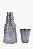 Glass Textured Bottle with Cup - Carina Home