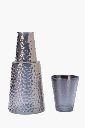 Glass Textured Bottle with Cup - Carina Home