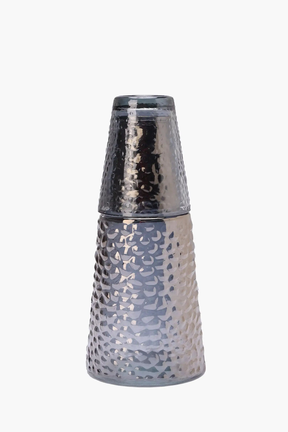 Glass Textured Bottle with Cup - Carina Home