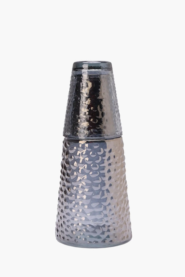 Glass Textured Bottle with Cup - Carina Home