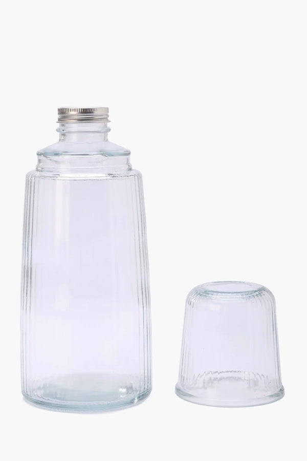 Glass Striped Bottle & Cup Set