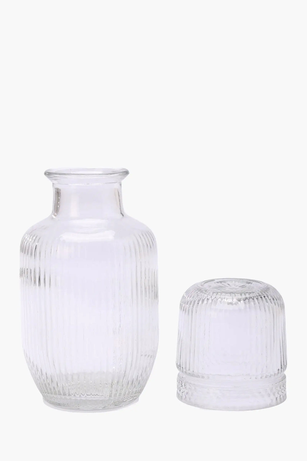Glass Small Striped Bottle & Cup Set