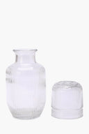 Glass Small Striped Bottle & Cup Set