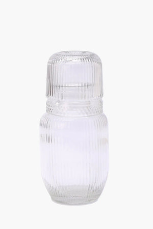 Glass Small Striped Bottle & Cup Set