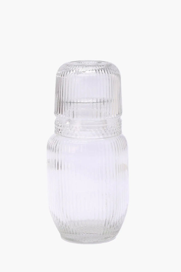 Glass Small Striped Bottle & Cup Set
