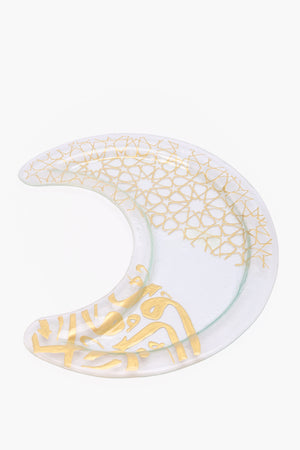 Gold Calligraphy Crescent Platter