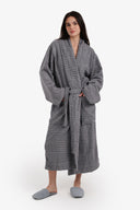 Grid Pattern Relaxed Bathrobe