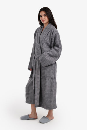 Grid Pattern Relaxed Bathrobe