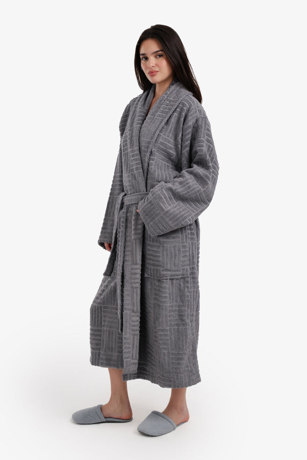 Grid Pattern Relaxed Bathrobe