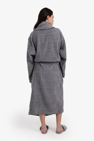 Grid Pattern Relaxed Bathrobe