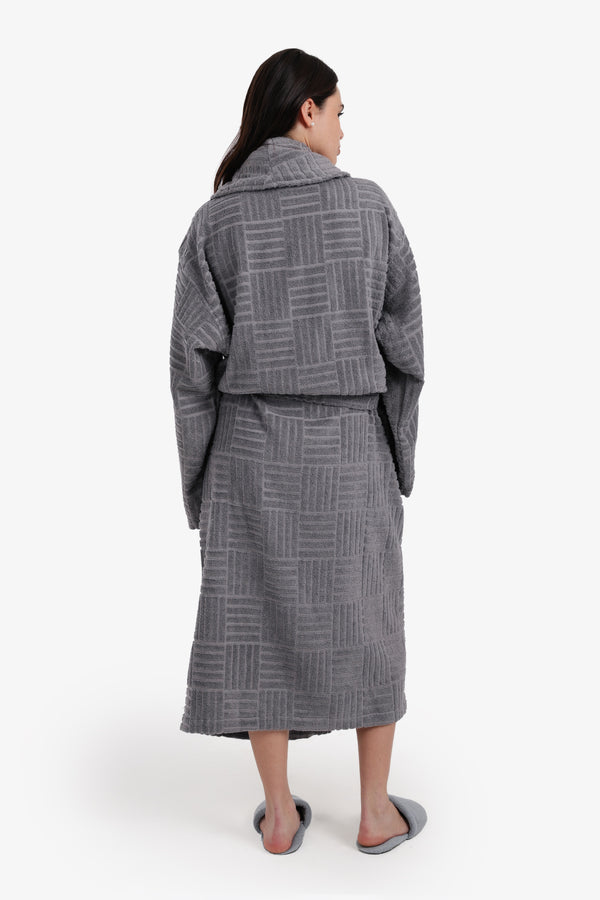 Grid Pattern Relaxed Bathrobe