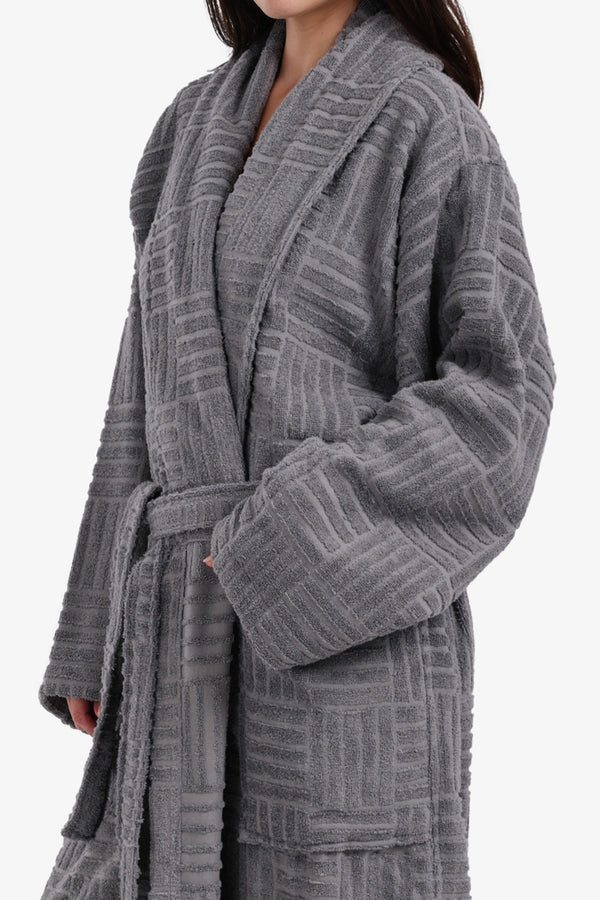 Grid Pattern Relaxed Bathrobe