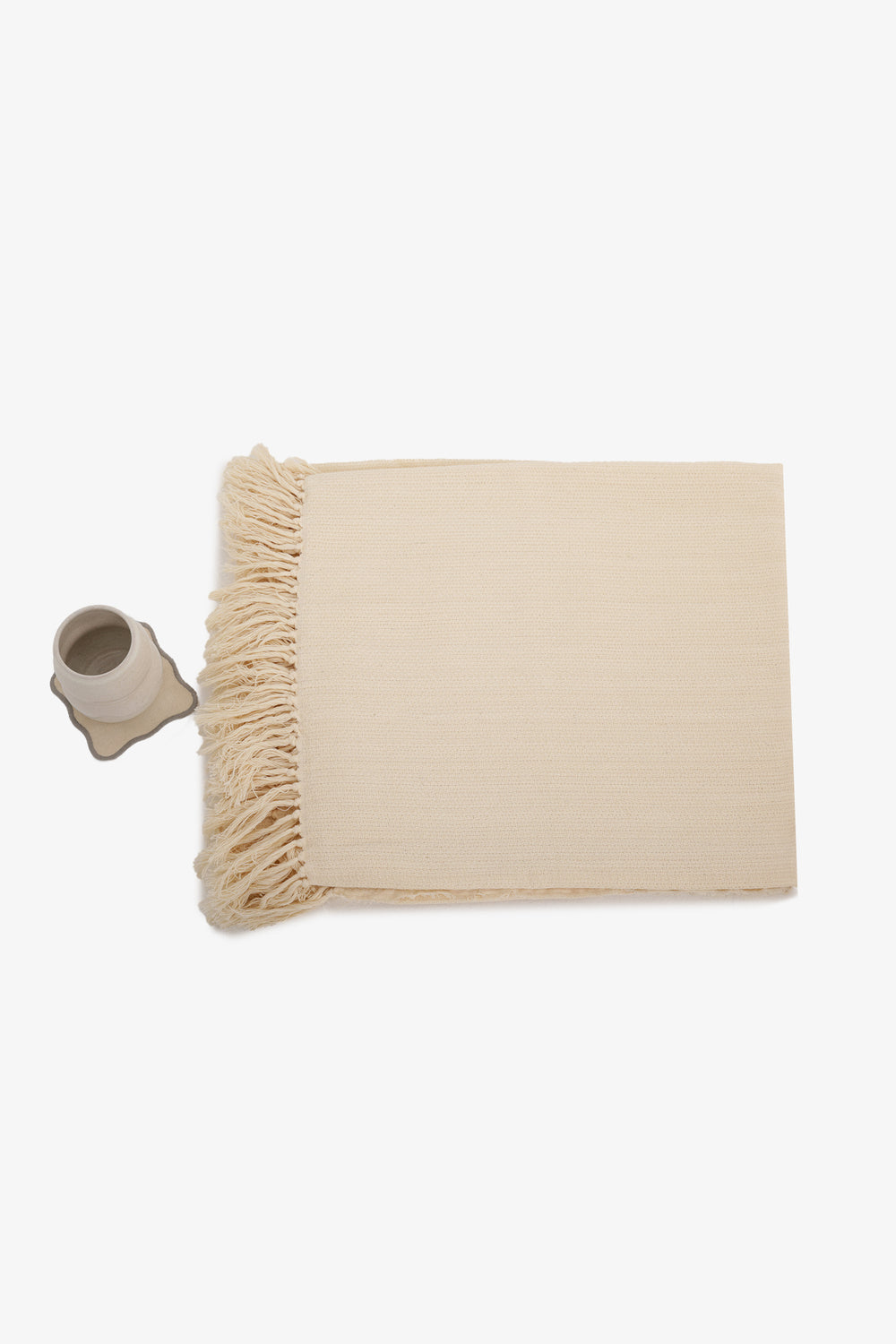 Fringed Vanilla Table Cloth